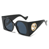 (6 PACK) Wholesale Sunglasses Oversized Women Round Jelly Fashion Vintage Unique 2023 - BulkSunglassesWholesale.com - Black Frame Black Lens